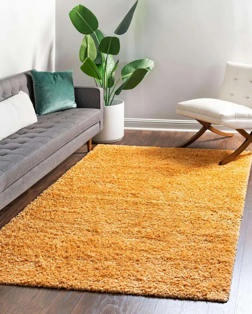 Rug Style retro shaggy ochre Yellow Living Room Shaggy Rug.