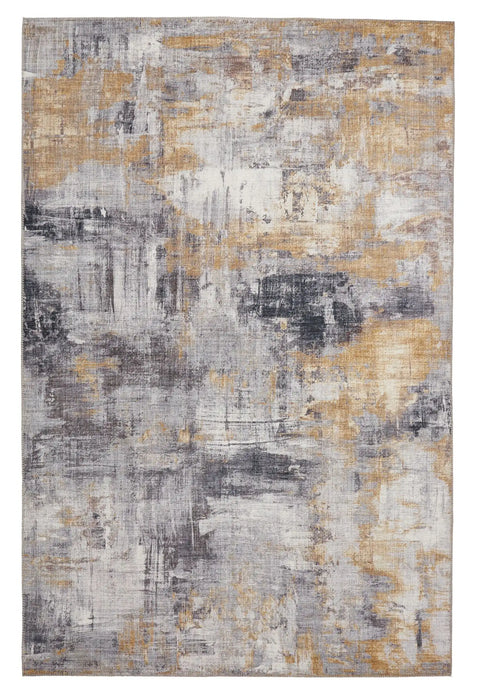 Think Rugs rio g4719 grey yellow Grey, Yellow Living Room Flat Weave Rug.
