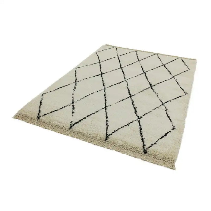 Asiatic rocco rc08 cream Ivory, Cream Living Room Geometric Rug.