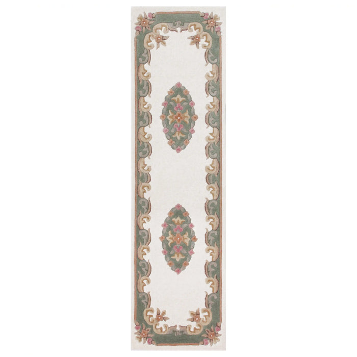 Oriental Weavers royal indian cream green Green, Ivory Living Room Wool Rug.