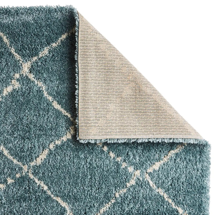 Think Rugs royal nomadic 5413 teal champange Blue, Teal Living Room Shaggy Rug.