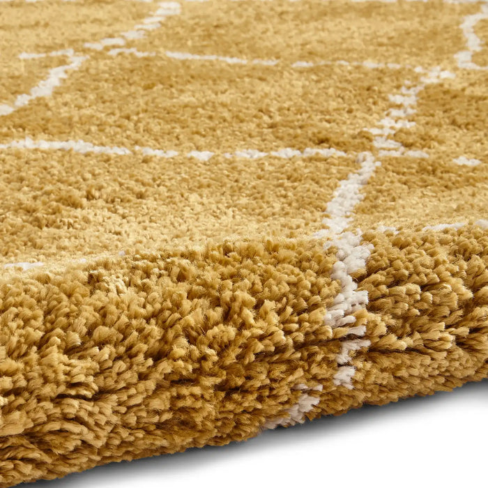 Think Rugs royal nomadic 5413 yellow Yellow Living Room Shaggy Rug.