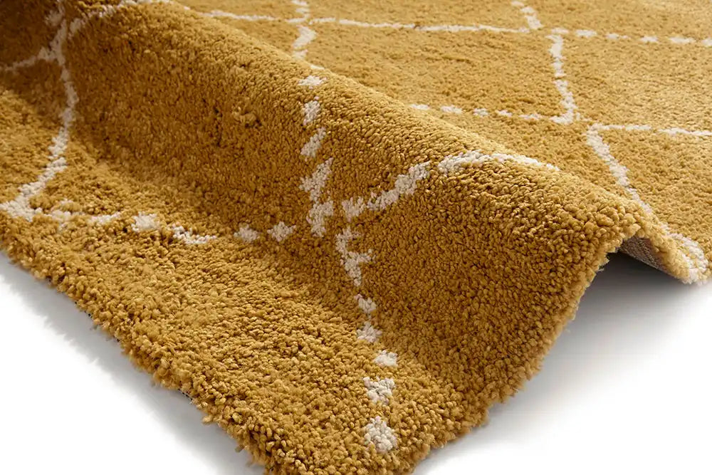 Think Rugs royal nomadic 5413 yellow Yellow Living Room Shaggy Rug.