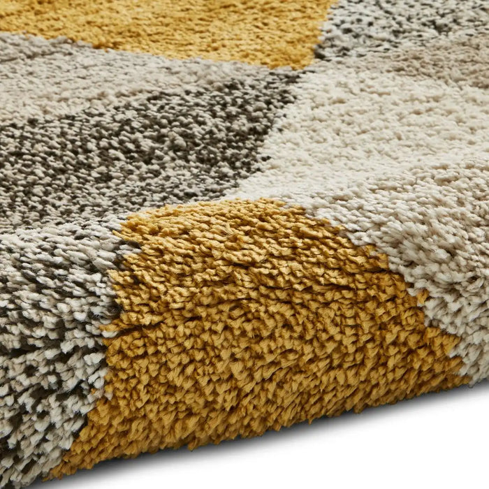 Think Rugs royal nomadic 5741 beige ochre Yellow, Beige Living Room Shaggy Rug.