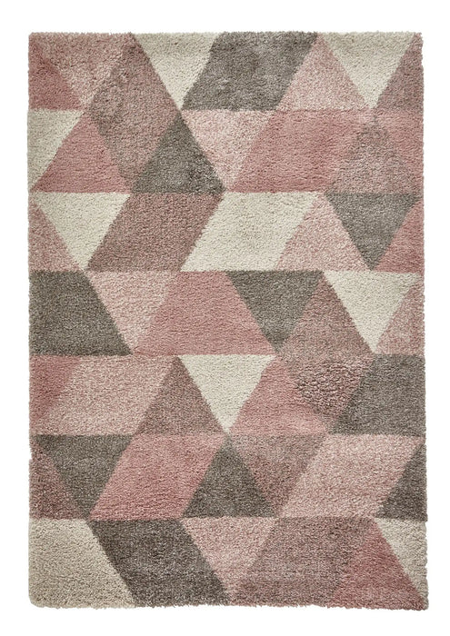 Think Rugs royal nomadic 7611 rose cream Grey, Pink, Cream Living Room Shaggy Rug.