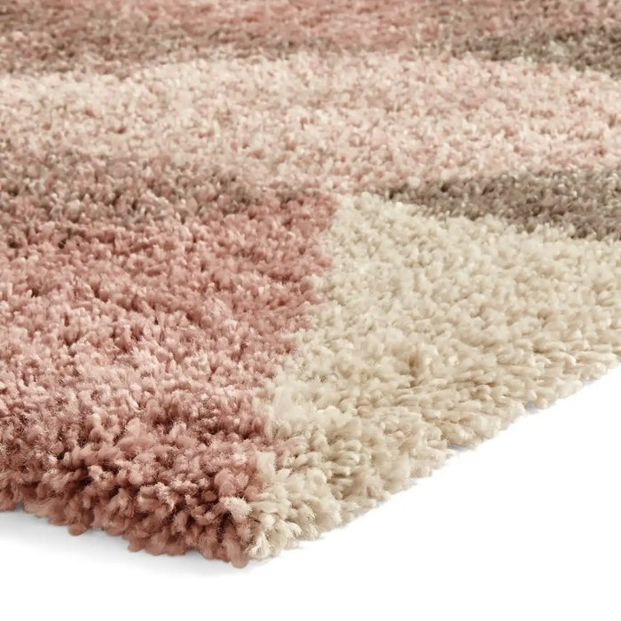 Think Rugs royal nomadic 7611 rose cream Grey, Pink, Cream Living Room Shaggy Rug.