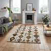 Think Rugs royal nomadic a636 beige multi Beige, Multicoloured Living Room Shaggy Rug.