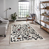 Think Rugs royal nomadic a637 cream black multi Black, Multicoloured, Cream Living Room Shaggy Rug.