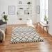Think Rugs royal nomadic a638 white black Black, Ivory Living Room Shaggy Rug.
