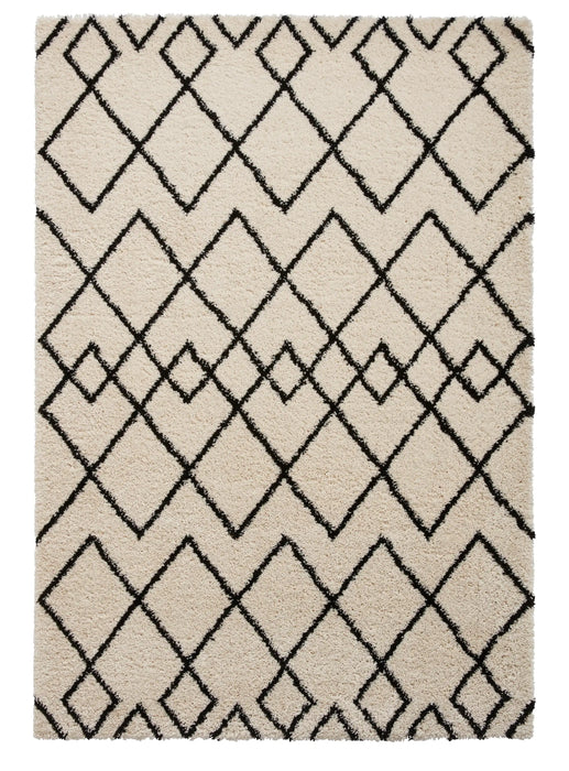Think Rugs royal nomadic a638 white black Black, Ivory Living Room Shaggy Rug.