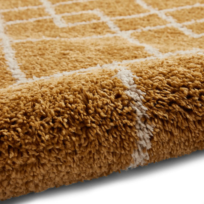 Think Rugs royal nomadic a638 yellow Yellow Living Room Shaggy Rug.