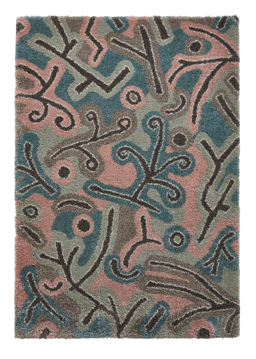 Think Rugs royal nomadic a641 pastel multi Grey, Multicoloured Living Room Shaggy Rug.