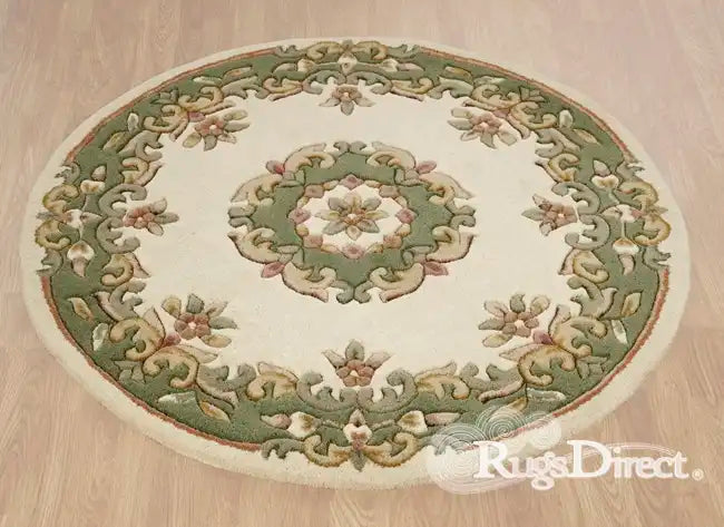 Oriental Weavers royal indian cream green Green, Ivory Living Room Wool Rug.