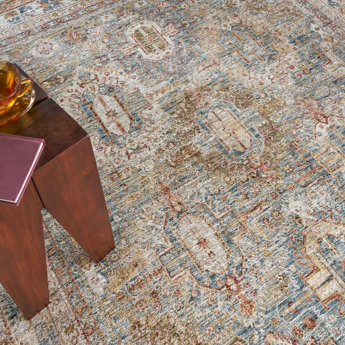 Nourison sahar shr01 blue Blue, Multicoloured Living Room Moroccan Rug.