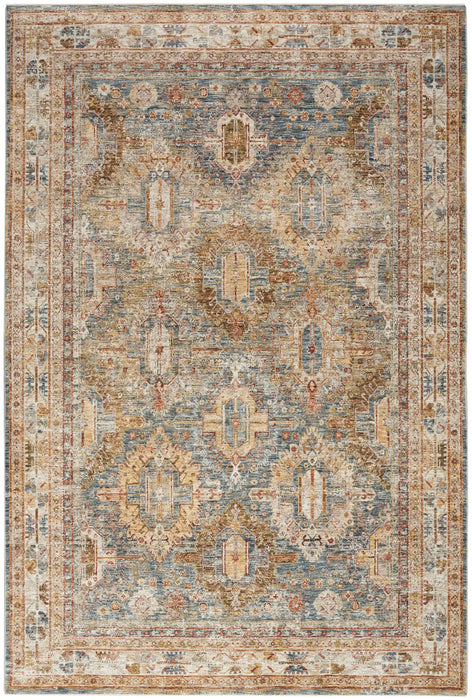 Nourison sahar shr01 blue Blue, Multicoloured Living Room Moroccan Rug.