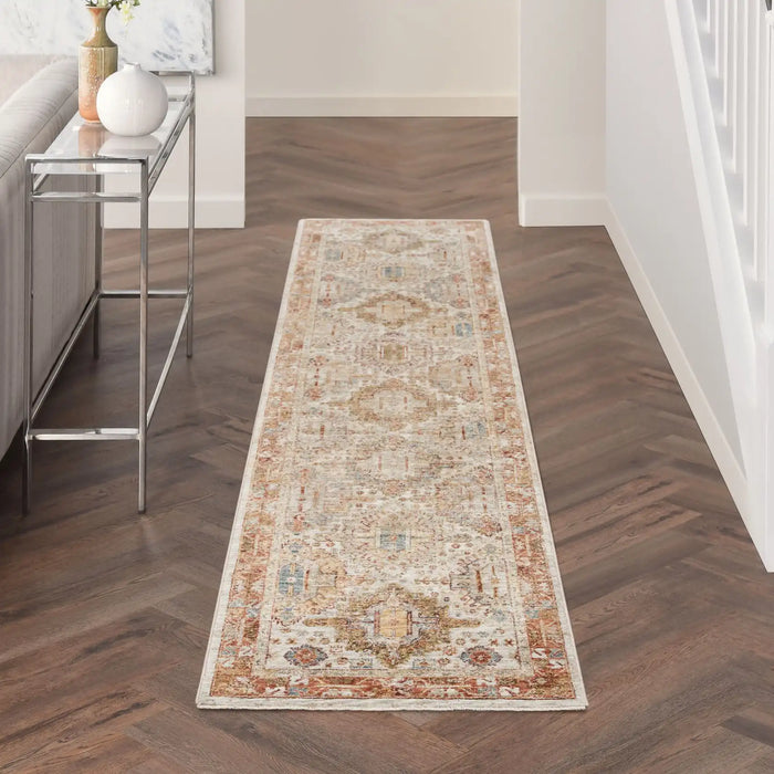 Nourison sahar shr01 ivory multi Ivory, Multicoloured Living Room Moroccan Rug.
