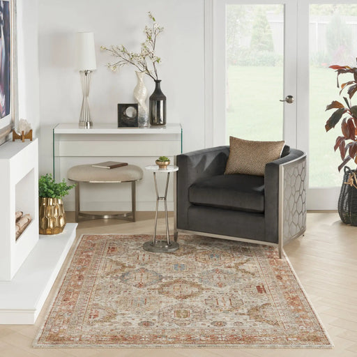 Nourison sahar shr01 ivory multi Ivory, Multicoloured Living Room Moroccan Rug.