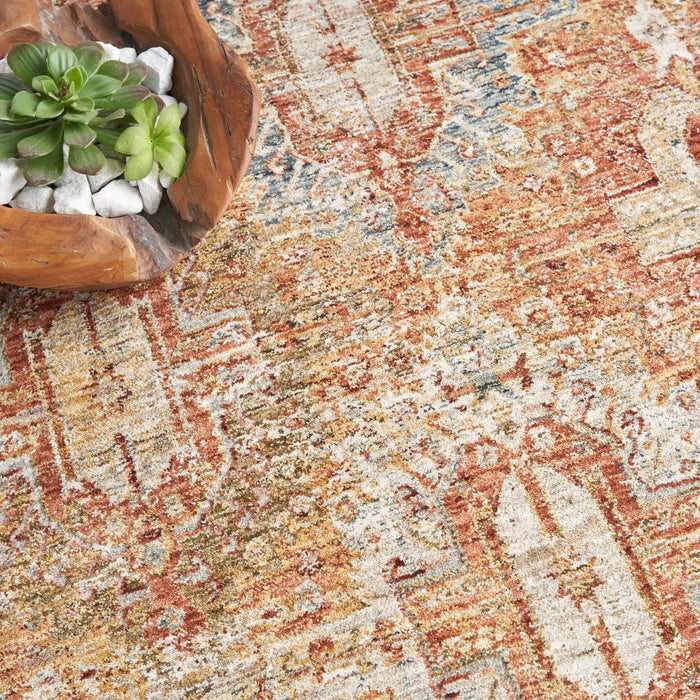Nourison sahar shr01 rust Multicoloured, Orange, Red Living Room Moroccan Rug.