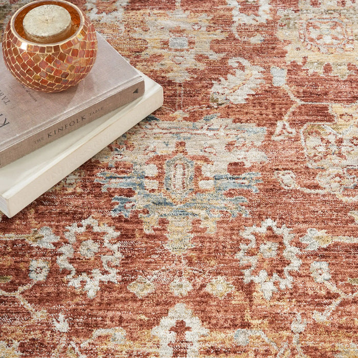 Nourison sahar shr02 rust Orange, Red Living Room Moroccan Rug.