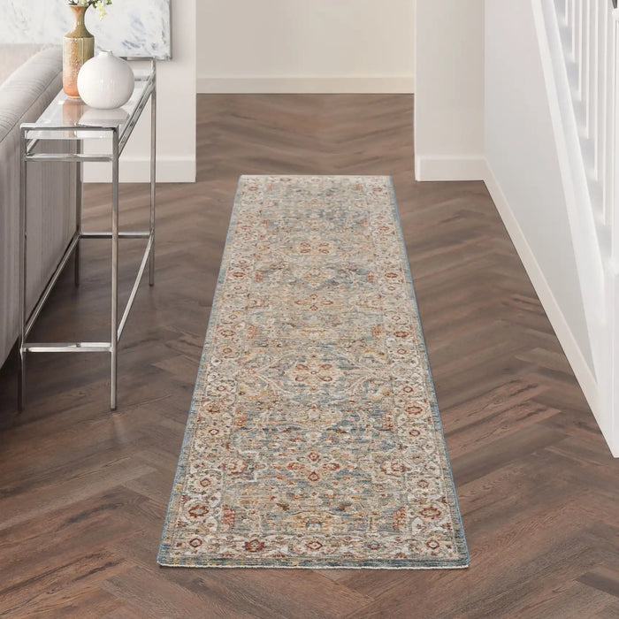 Nourison sahar shr03 blue Blue, Multicoloured Living Room Moroccan Rug.