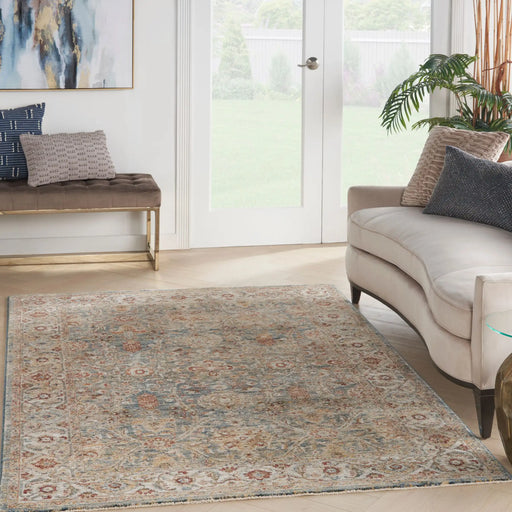 Nourison sahar shr03 blue Blue, Multicoloured Living Room Moroccan Rug.