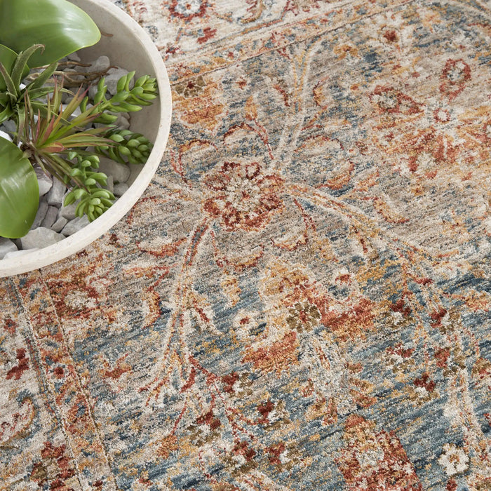 Nourison sahar shr03 blue Blue, Multicoloured Living Room Moroccan Rug.