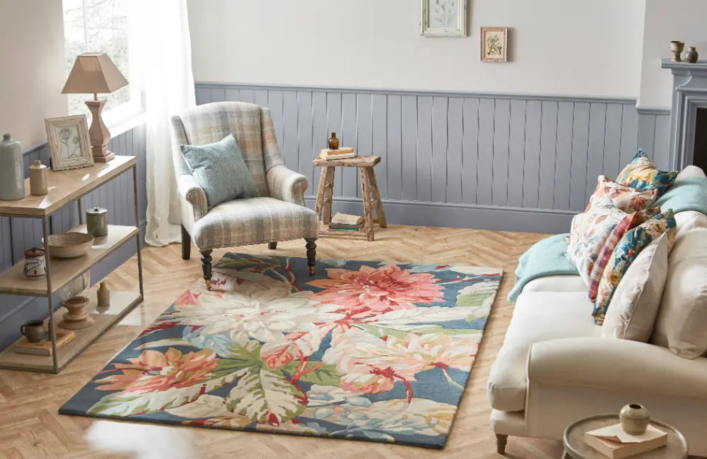 Sanderson Dahlia & Rosehip - Teal 50608 Rug
