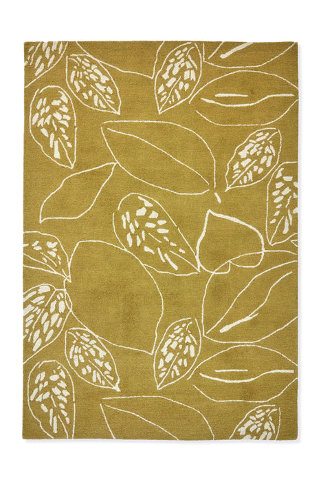 Scion scion screen printed orto lime 125407 Yellow Living Room Geometric Rug.