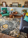 Morris & Co seaweed seaweed teal 127008 Blue, Green, Multicoloured Living Room Wool Rug.