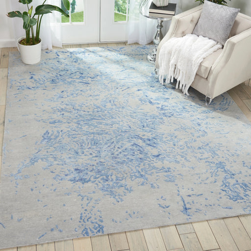 Nourison silk shadows sha18 grey blue Blue, Grey Living Room  Rug.