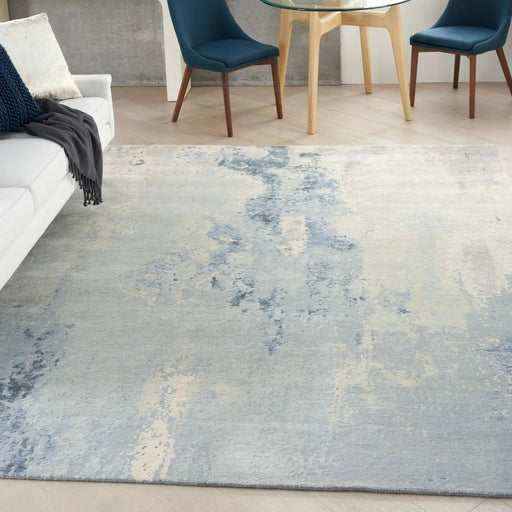 Nourison silk shadows sha21 blue sky Blue Living Room  Rug.