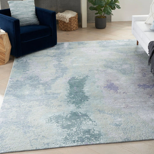 Nourison silk shadows sha22 blue green Blue, Green Living Room  Rug.