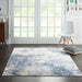 Nourison silky textures sly01 ivory blue Blue, Ivory Living Room Geometric Rug.