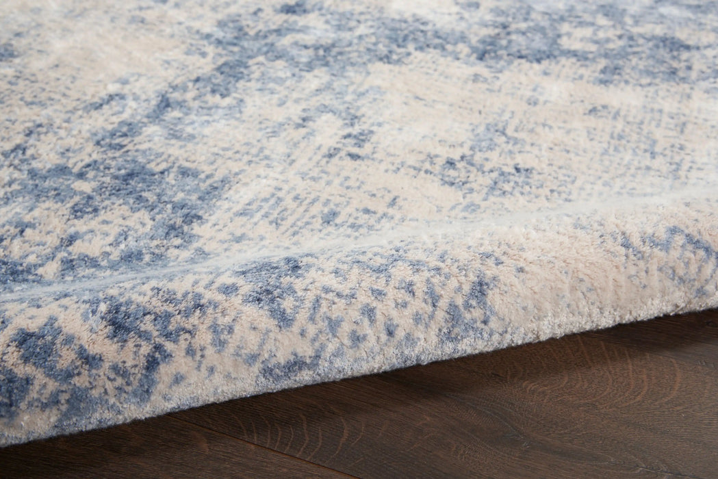 Nourison silky textures sly01 ivory blue Blue, Ivory Living Room Geometric Rug.