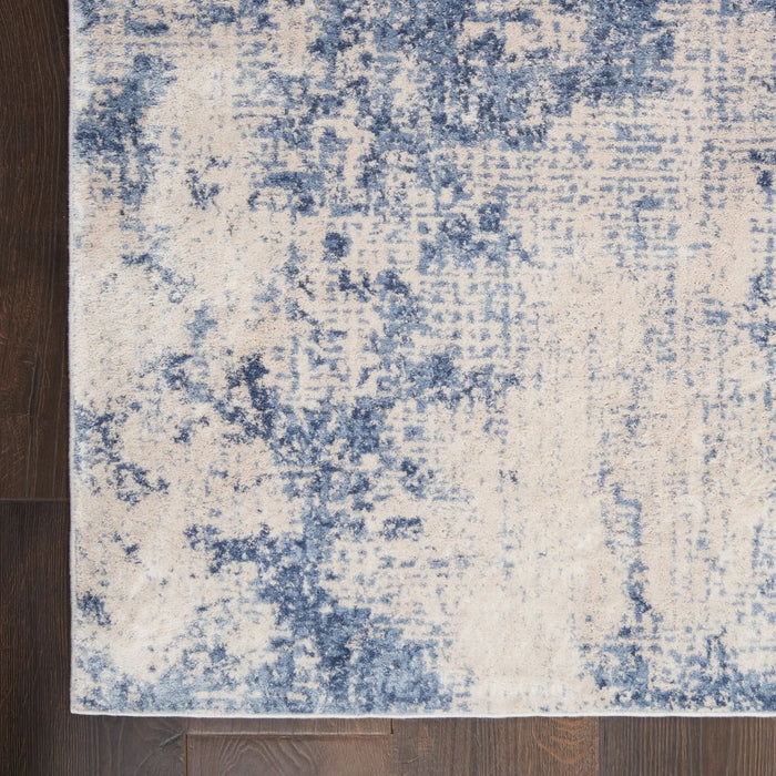 Nourison silky textures sly01 ivory blue Blue, Ivory Living Room Geometric Rug.