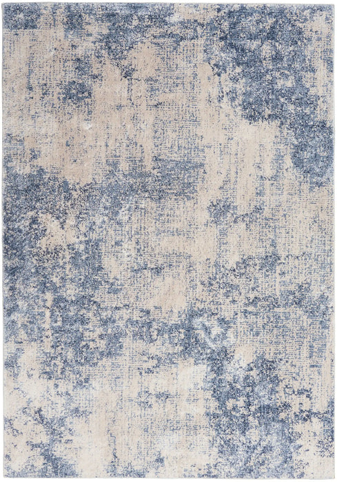 Nourison silky textures sly01 ivory blue Blue, Ivory Living Room Geometric Rug.