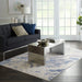 Nourison silky textures sly03 blue ivory grey Blue, Grey, Ivory Living Room Geometric Rug.