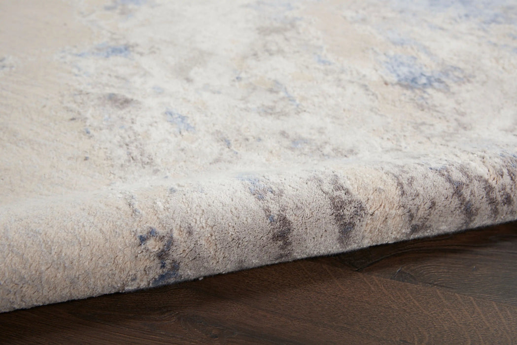 Nourison silky textures sly03 blue ivory grey Blue, Grey, Ivory Living Room Geometric Rug.