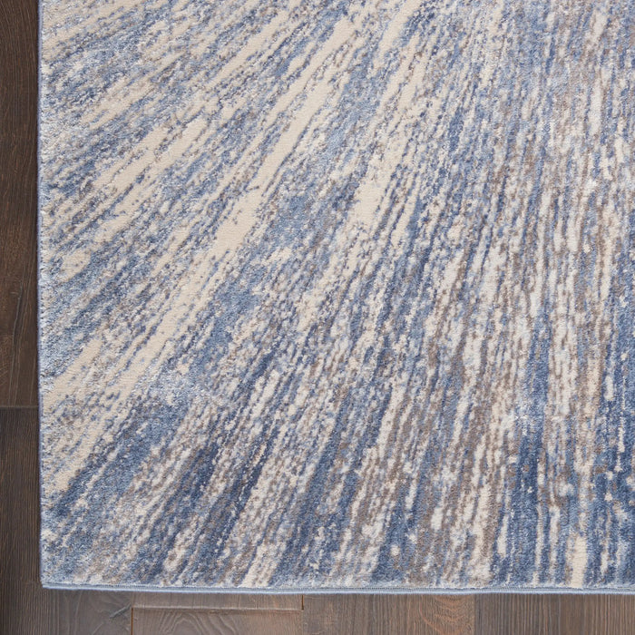 Nourison silky textures sly04 blue ivory grey Blue, Grey, Ivory Living Room Geometric Rug.