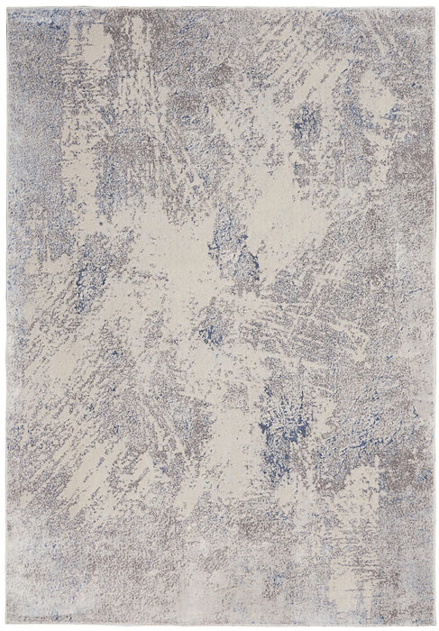 Nourison silky textures sly06 ivory grey Grey, Ivory Living Room Geometric Rug.