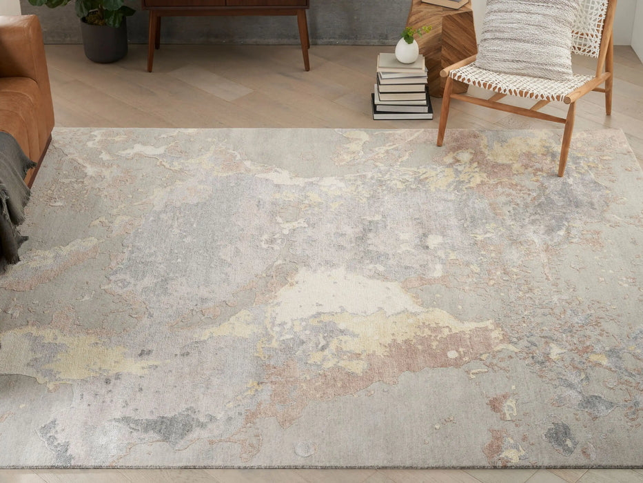 Nourison silk shadows sha20 silver Grey, Multicoloured Living Room  Rug.