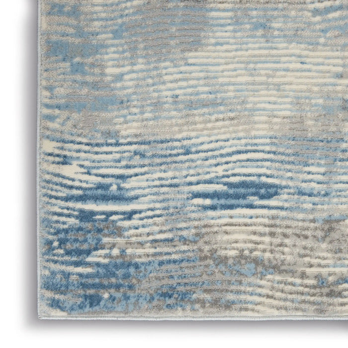 Nourison solace sla01 ivory grey blue Blue, Grey, Ivory, Multicoloured Living Room Geometric Rug.
