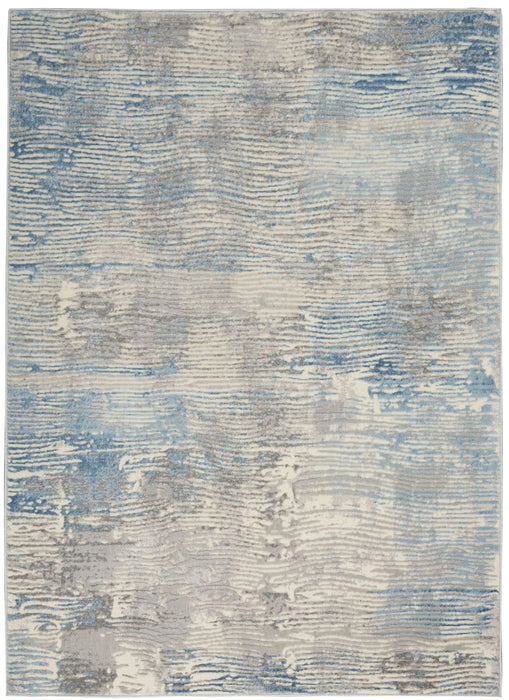 Nourison solace sla01 ivory grey blue Blue, Grey, Ivory, Multicoloured Living Room Geometric Rug.
