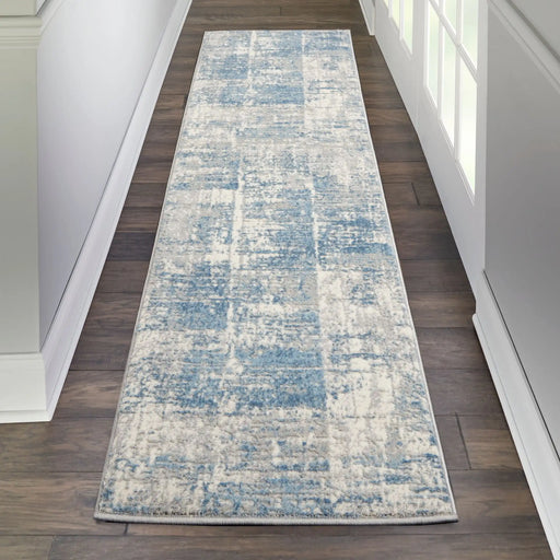 Nourison solace sla02 ivory grey blue Blue, Grey, Ivory Living Room Geometric Rug.