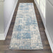 Nourison solace sla02 ivory grey blue Blue, Grey, Ivory Living Room Geometric Rug.