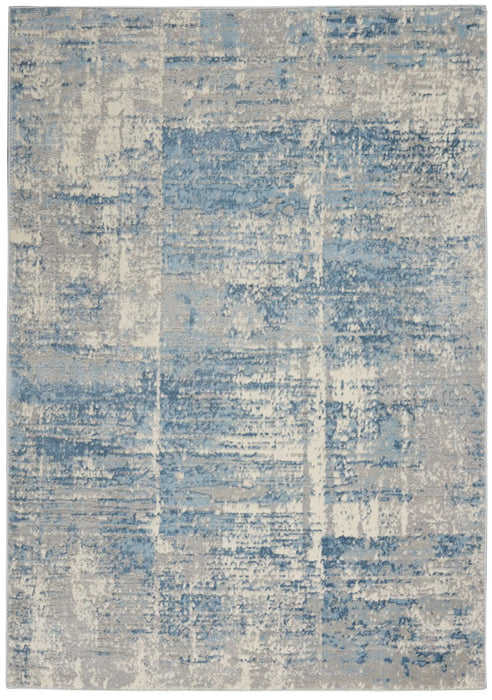 Nourison solace sla02 ivory grey blue Blue, Grey, Ivory Living Room Geometric Rug.
