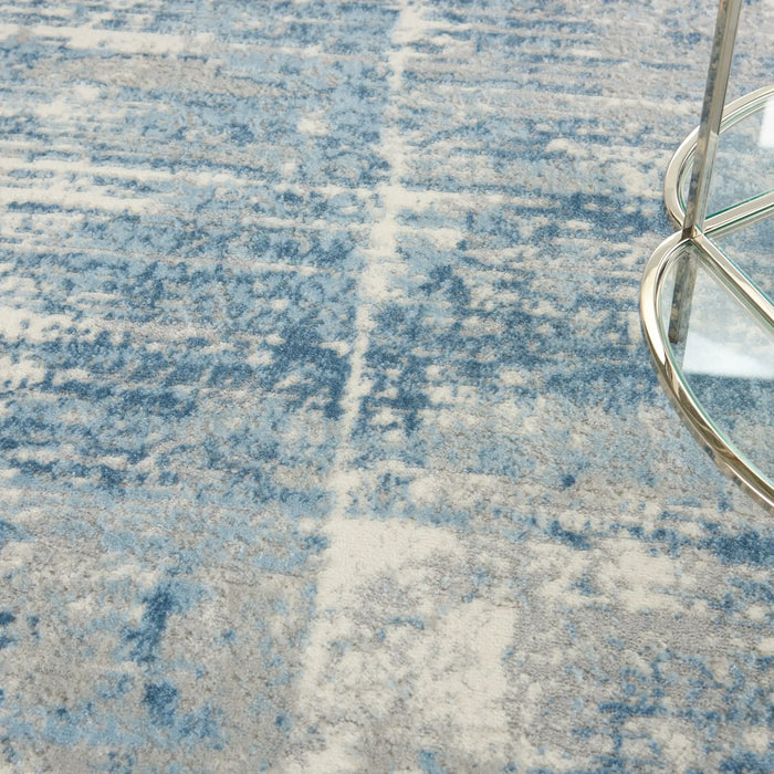 Nourison solace sla02 ivory grey blue Blue, Grey, Ivory Living Room Geometric Rug.