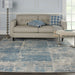 Nourison solace sla02 ivory grey blue Blue, Grey, Ivory Living Room Geometric Rug.