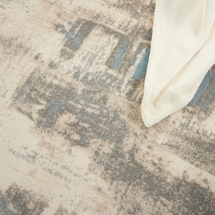 Nourison solace sla07 ivory grey blue Blue, Grey, Ivory Living Room Geometric Rug.