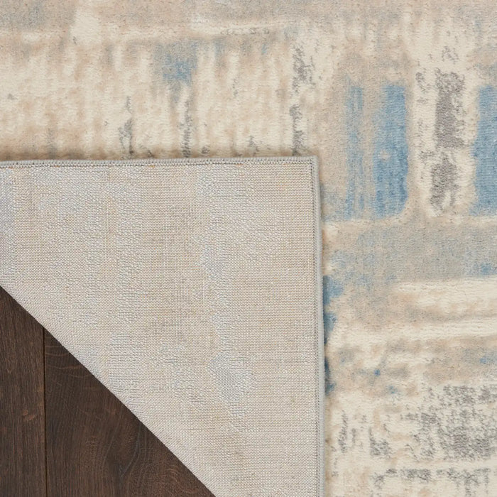 Nourison solace sla08 ivory grey blue Blue, Grey, Ivory Living Room Geometric Rug.